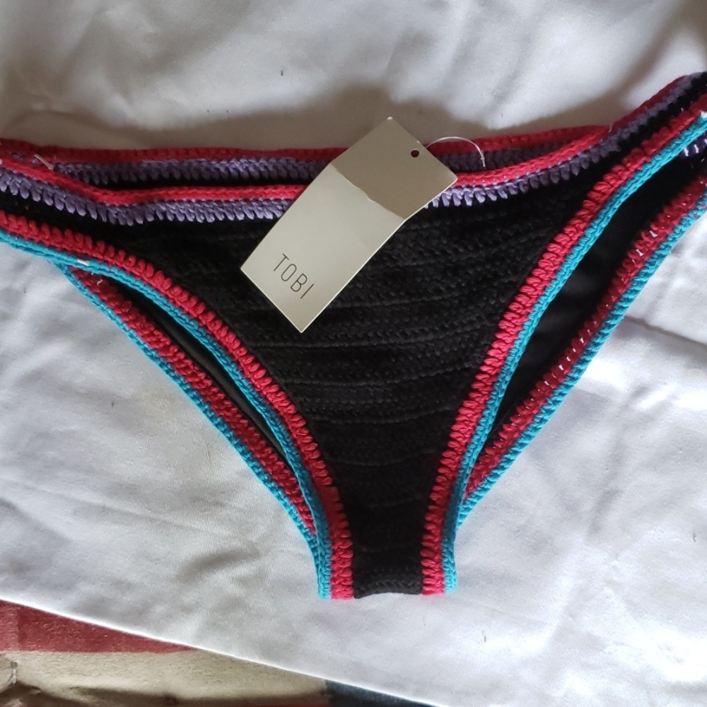 NET KNITTED bikini bottom